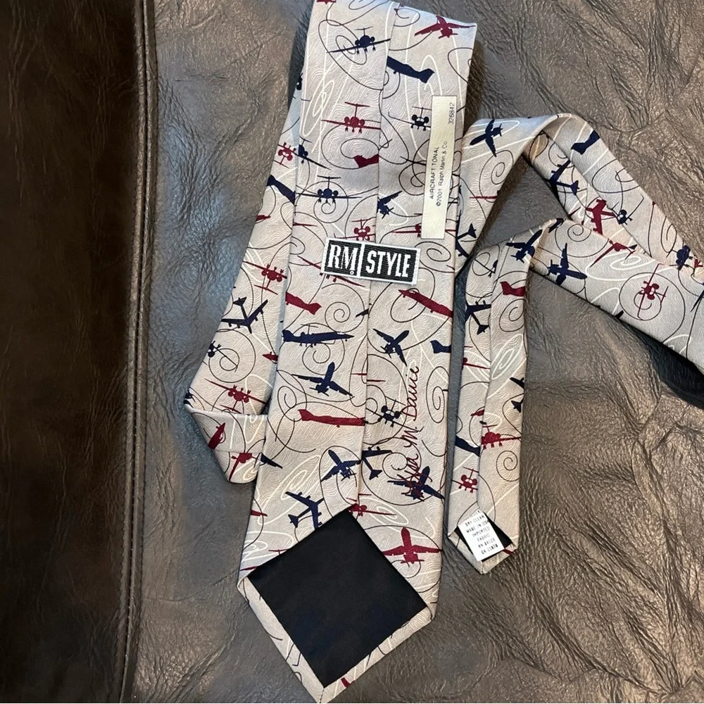 Ralph Marlin RM Aircraft Tonal 2001 Neck Tie RM Style Lisa M‎ Davie Men’s